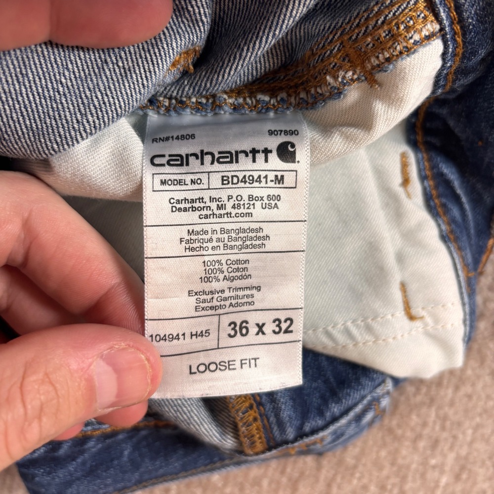 Carhartt Loose Fit Carpenter Jeans Blue Denim BD4941-M Mens 36x32 - Picture 5 of 10